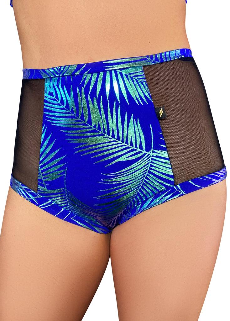 Jungle Palms High Waisted Mesh Hot Pants