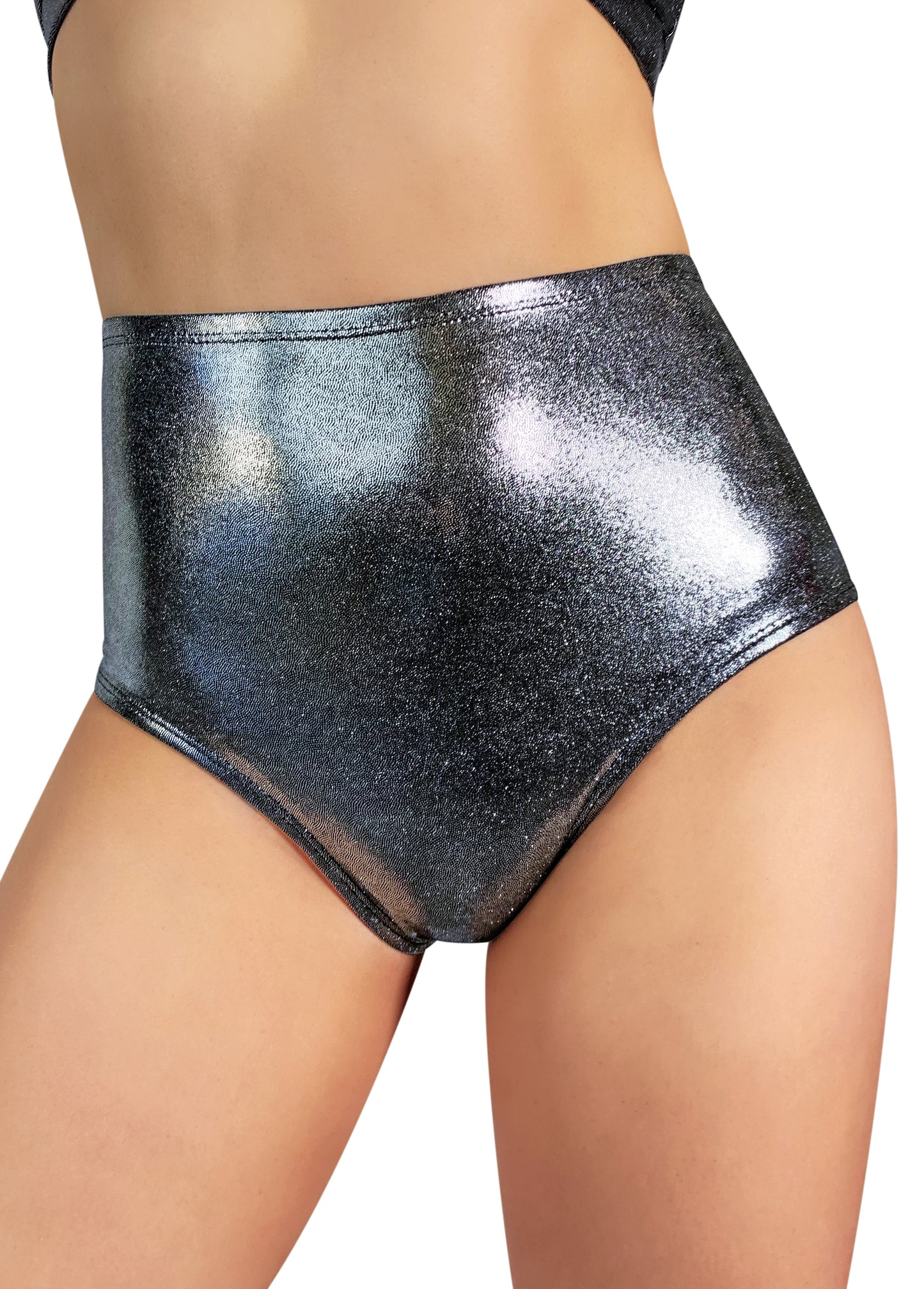 Metallic Pin-up High Waisted Hot Pants