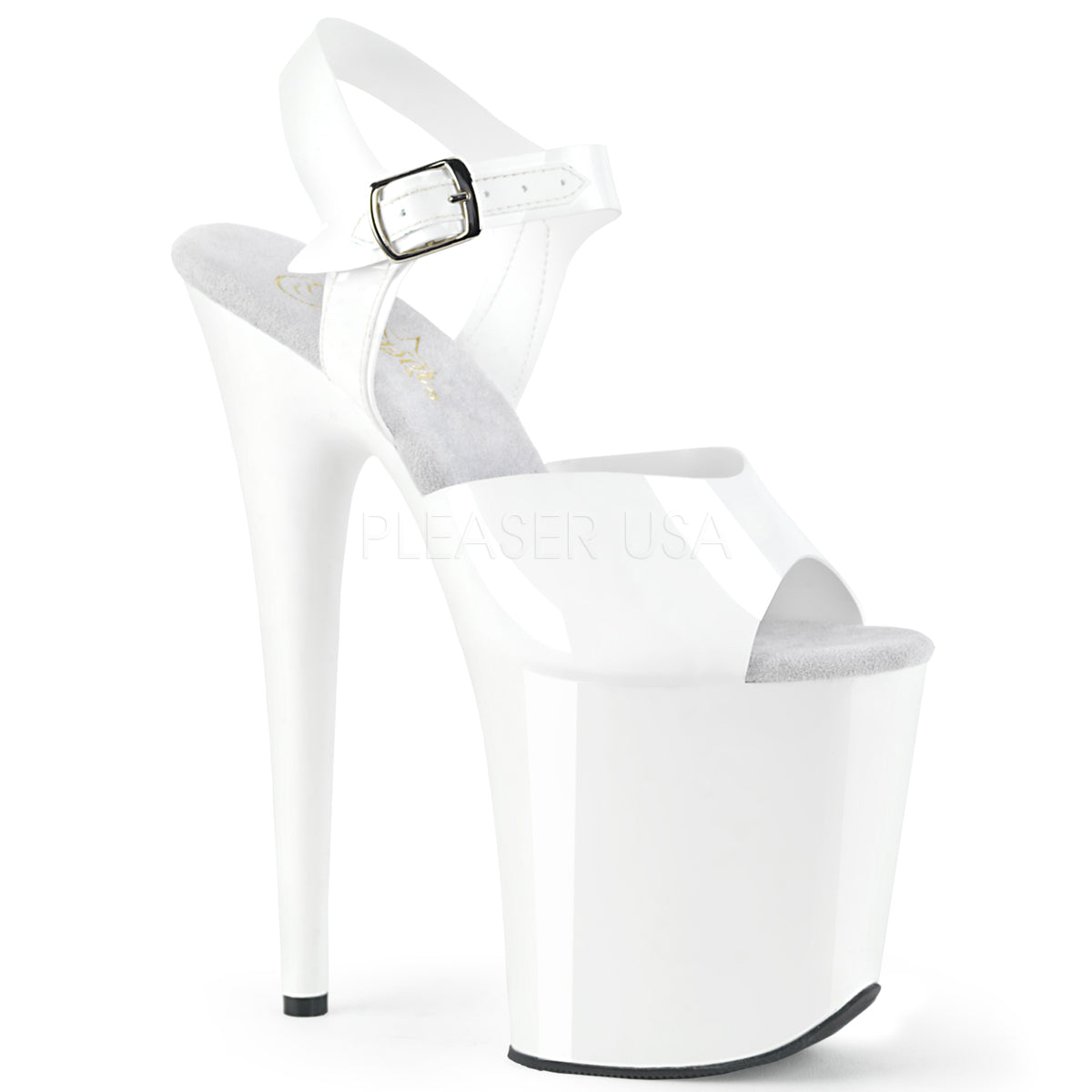 Flamingo 808N Jelly-like and Pole Sticky White Patent 8" Pole Dance Heels