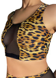 Leopard Print Mesh Crop Top
