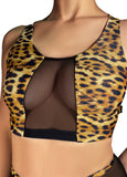 Leopard Print Mesh Crop Top