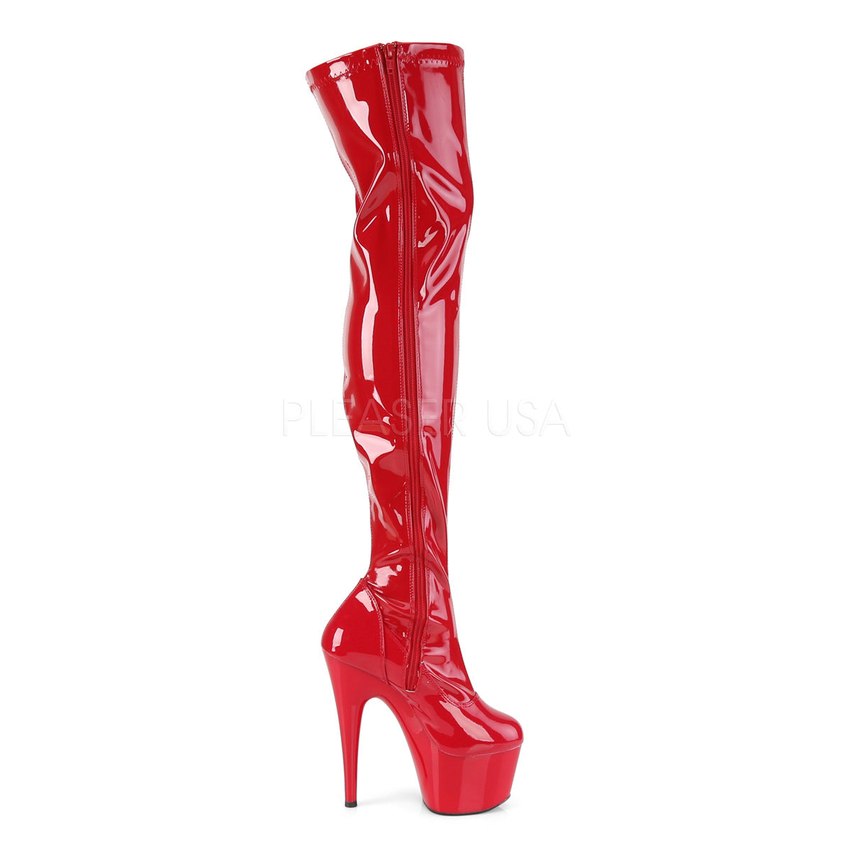 Adore 3000 Red Patent Thigh High 7" Pole Dance Boots