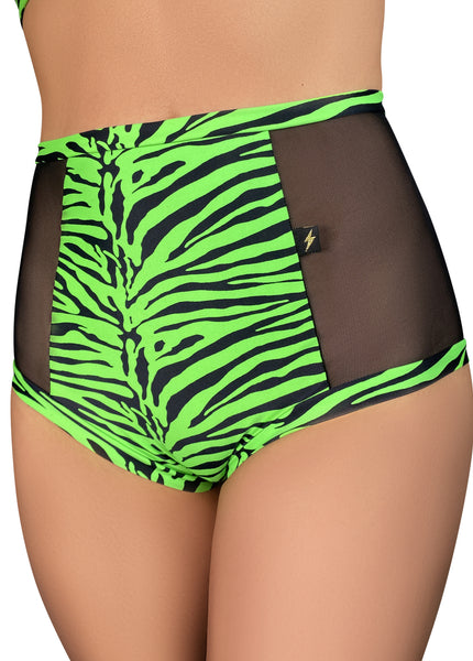 Neon Zebra High Waisted Mesh Hot Pants