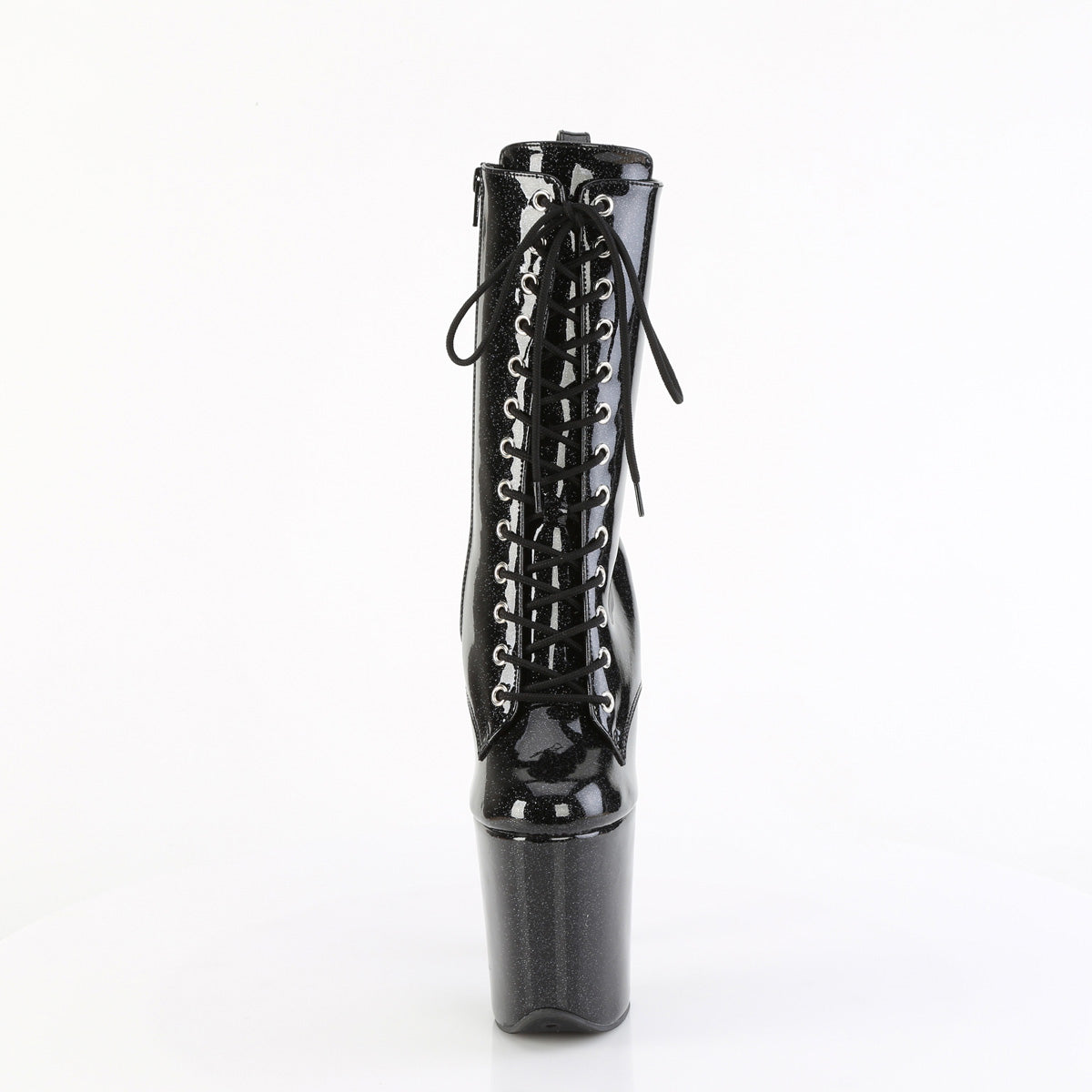 Flamingo 1040GP Black Glitter Patent 8" Ankle Pole Dance Boots