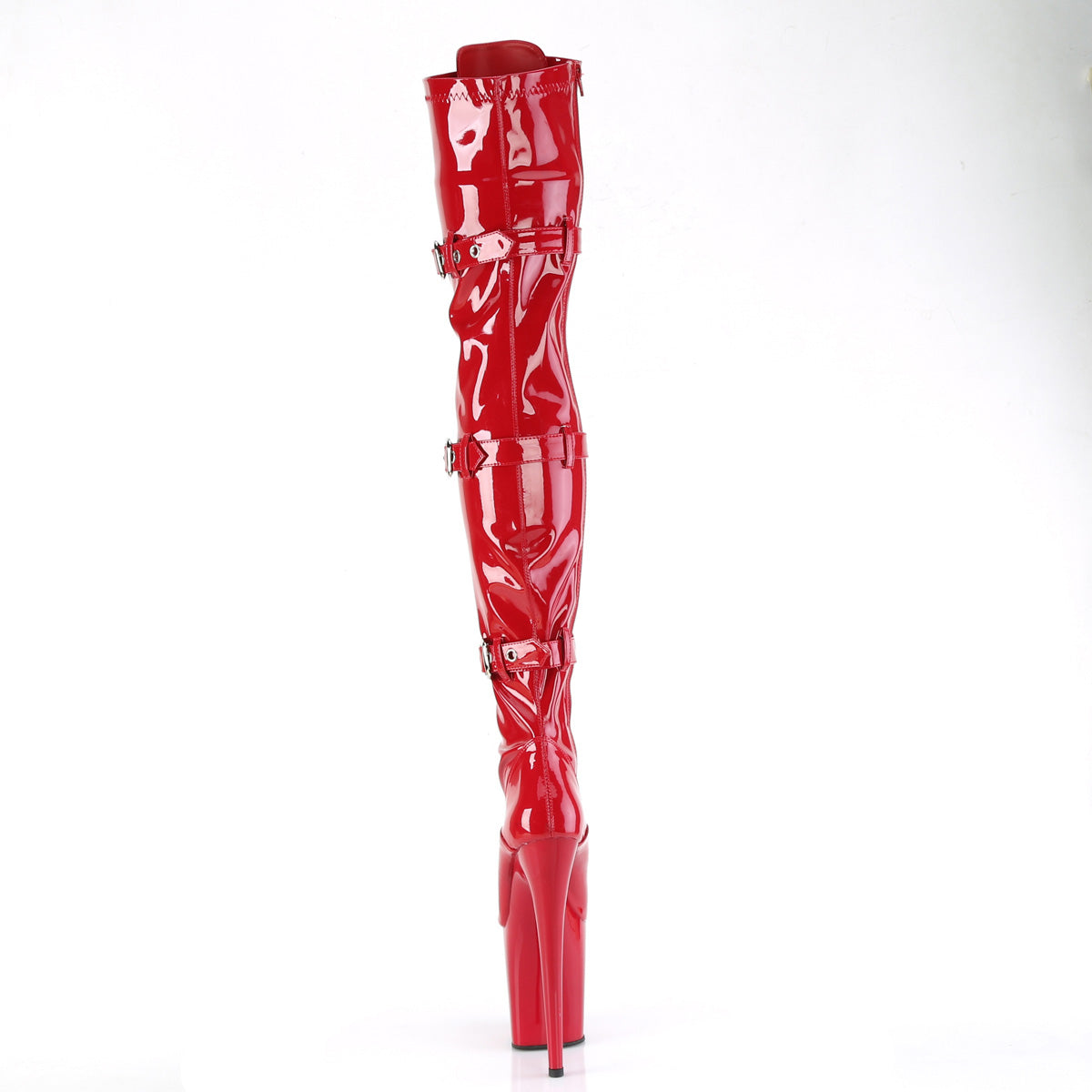 FLAMINGO 3028 RED PATENT THIGH HIGH 8" POLE DANCE BOOTS