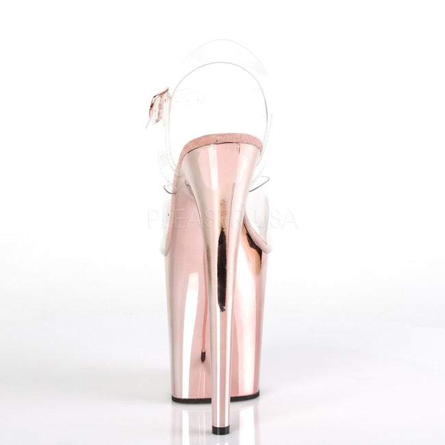 Flamingo 808 Rose Gold Chrome 8" Pole Dance Heels