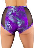 Jungle Palms High Waisted Mesh Hot Pants