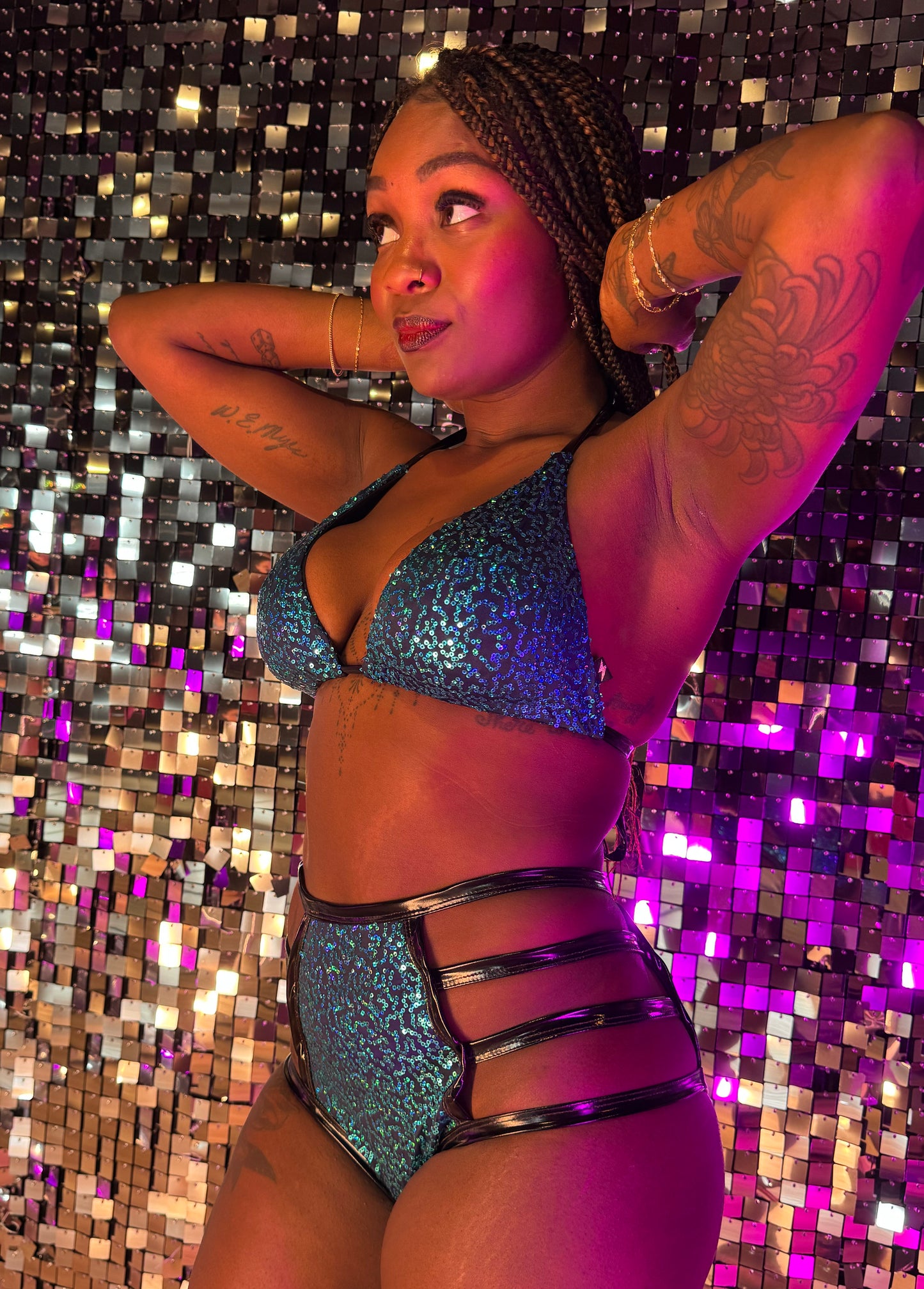 2026 Glitter Riot High Waisted Strappy Pants