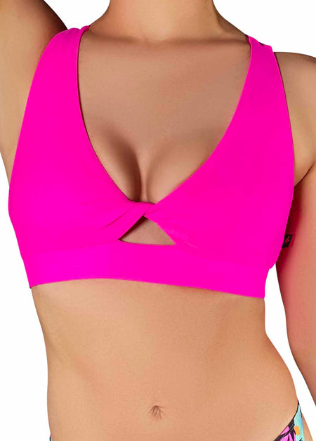 Essential 'Amber' Keyhole Top - Hot Pink, Black and Rose Dawn
