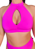 Essential 'Amber' Keyhole Top - Hot Pink, Black and Rose Dawn