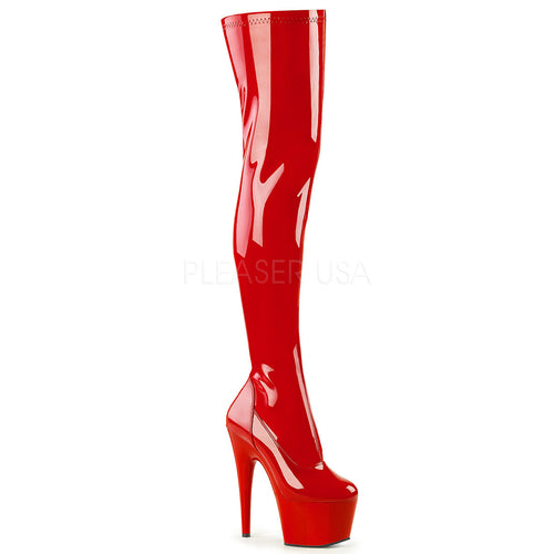 Adore 3000 Red Patent Thigh High 7" Pole Dance Boots