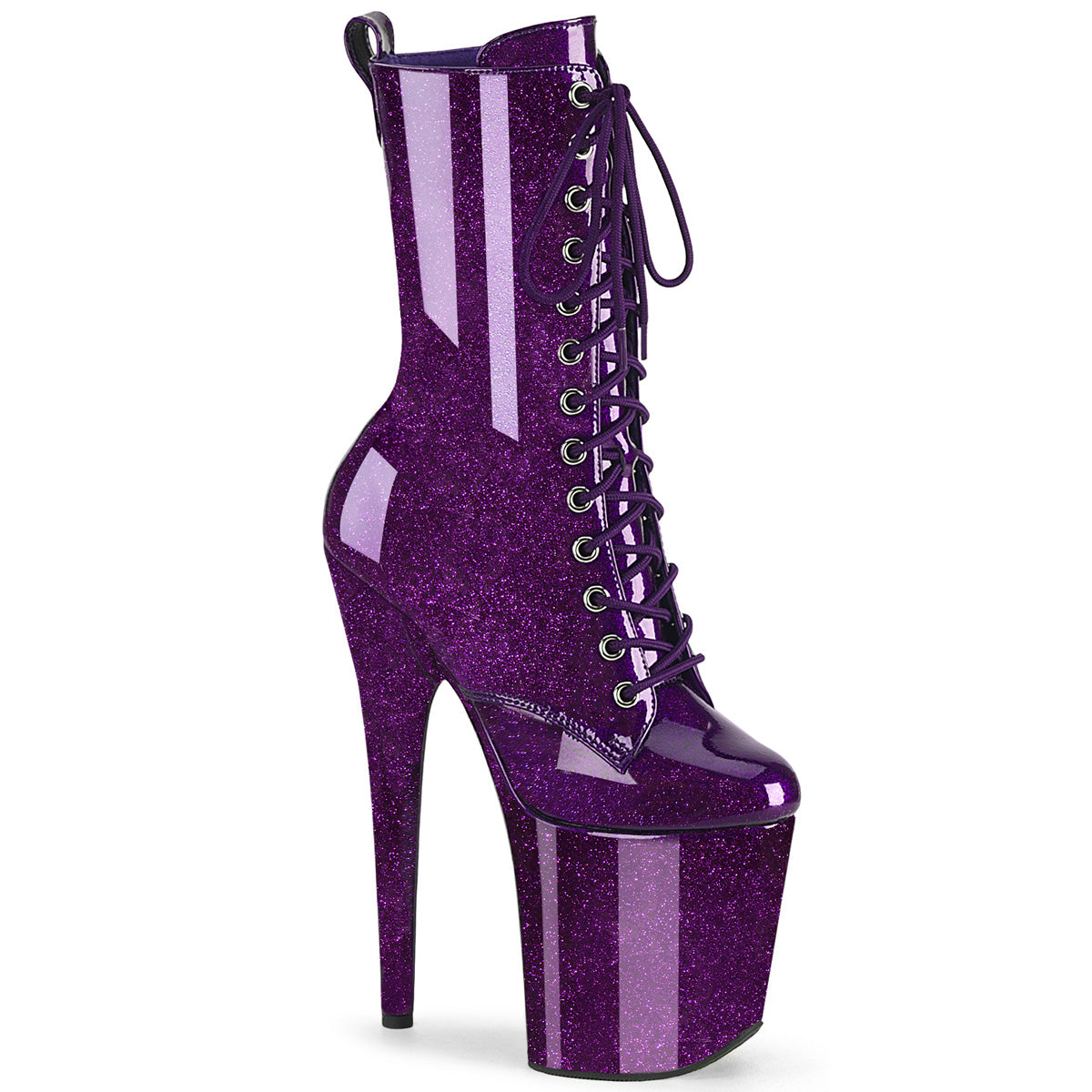 Flamingo 1040GP Purple Glitter Patent 8" Ankle Pole Dance Boots