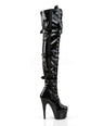 Adore 3028 Black Patent Thigh High 7" Pole Dance Boots