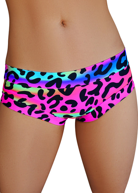 Neon Leopard High Waisted Hot Pants