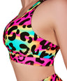 Neon Leopard Twist Sports Bra