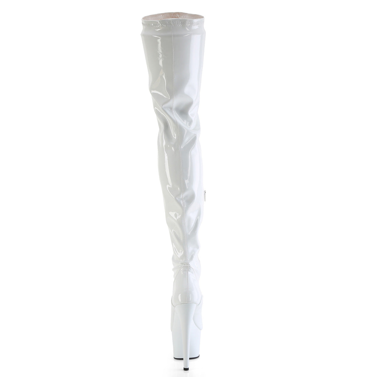 Flamingo 3000 White Patent Thigh High 8" Pole Dance Boots