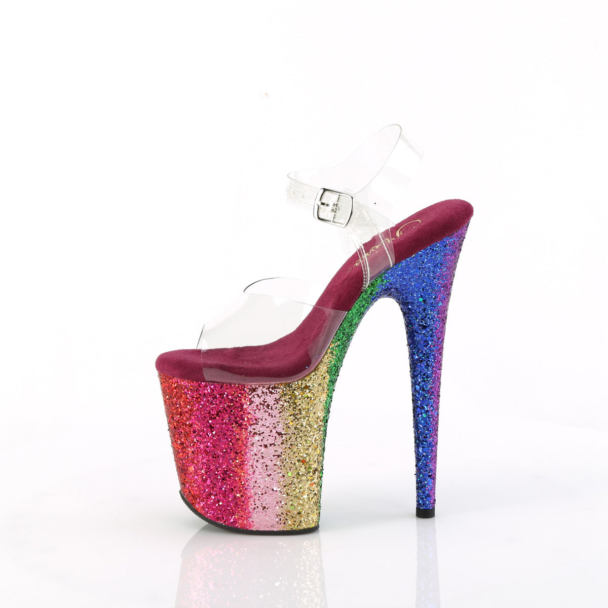 Flamingo 808RBG Rainbow Glitter 8" Pole Dance Heels