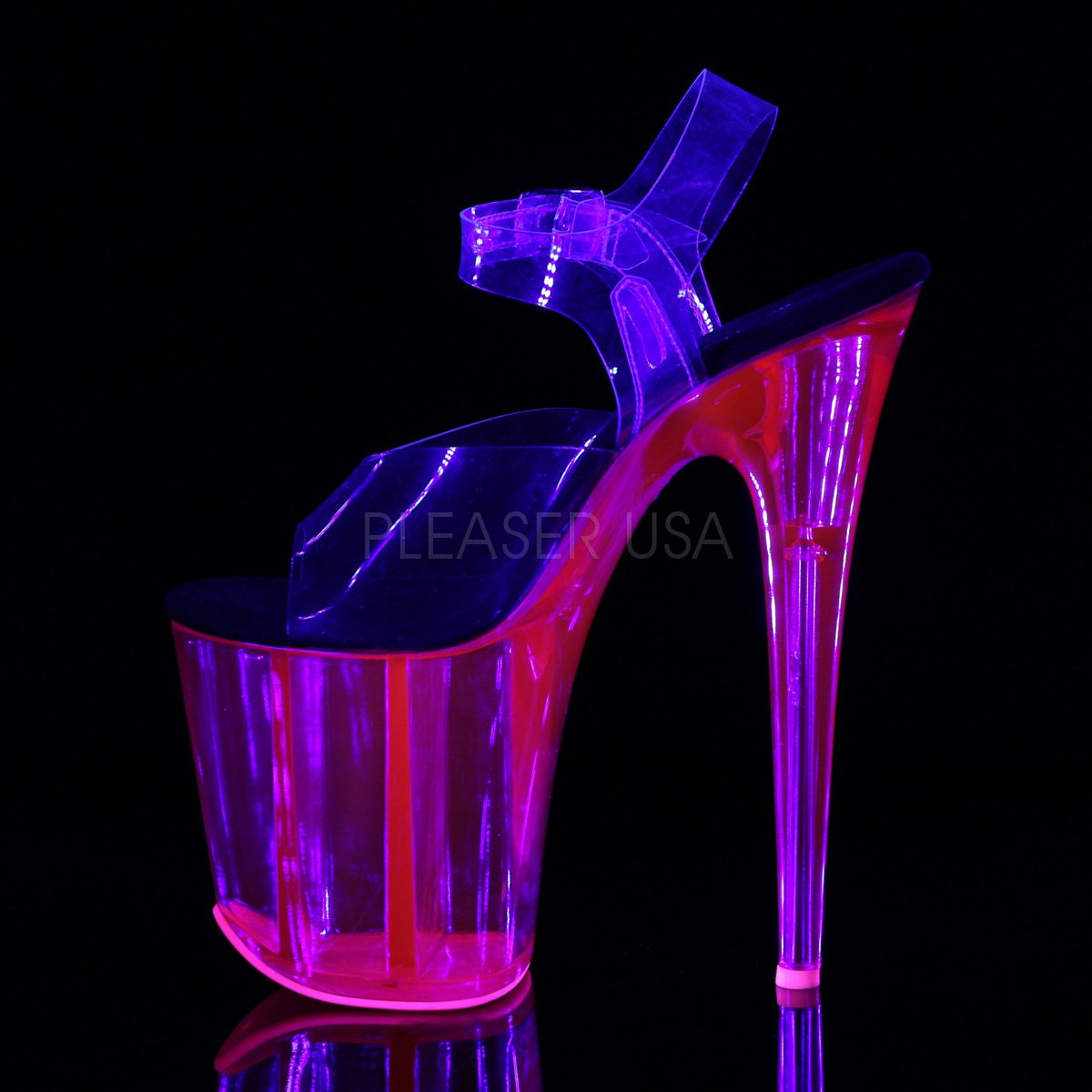 Flamingo 808UVT Hot Pink UV Reactive Tinted 8" Pole Dance Heels