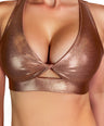 Rose Gold Metallic Fawnia Twist Sports Bra