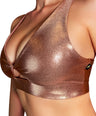 Rose Gold Metallic Fawnia Twist Sports Bra