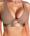 Rose Gold Metallic Fawnia Twist Sports Bra