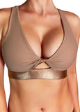 Rose Gold Metallic Fawnia Twist Sports Bra