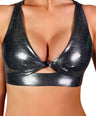 Chrome Metallic Twist Sports Bra