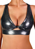 Chrome Metallic Twist Sports Bra