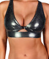 Chrome Metallic Twist Sports Bra