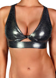 Chrome Metallic Twist Sports Bra