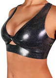 Chrome Metallic Twist Sports Bra