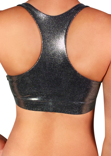 Chrome Metallic Twist Sports Bra