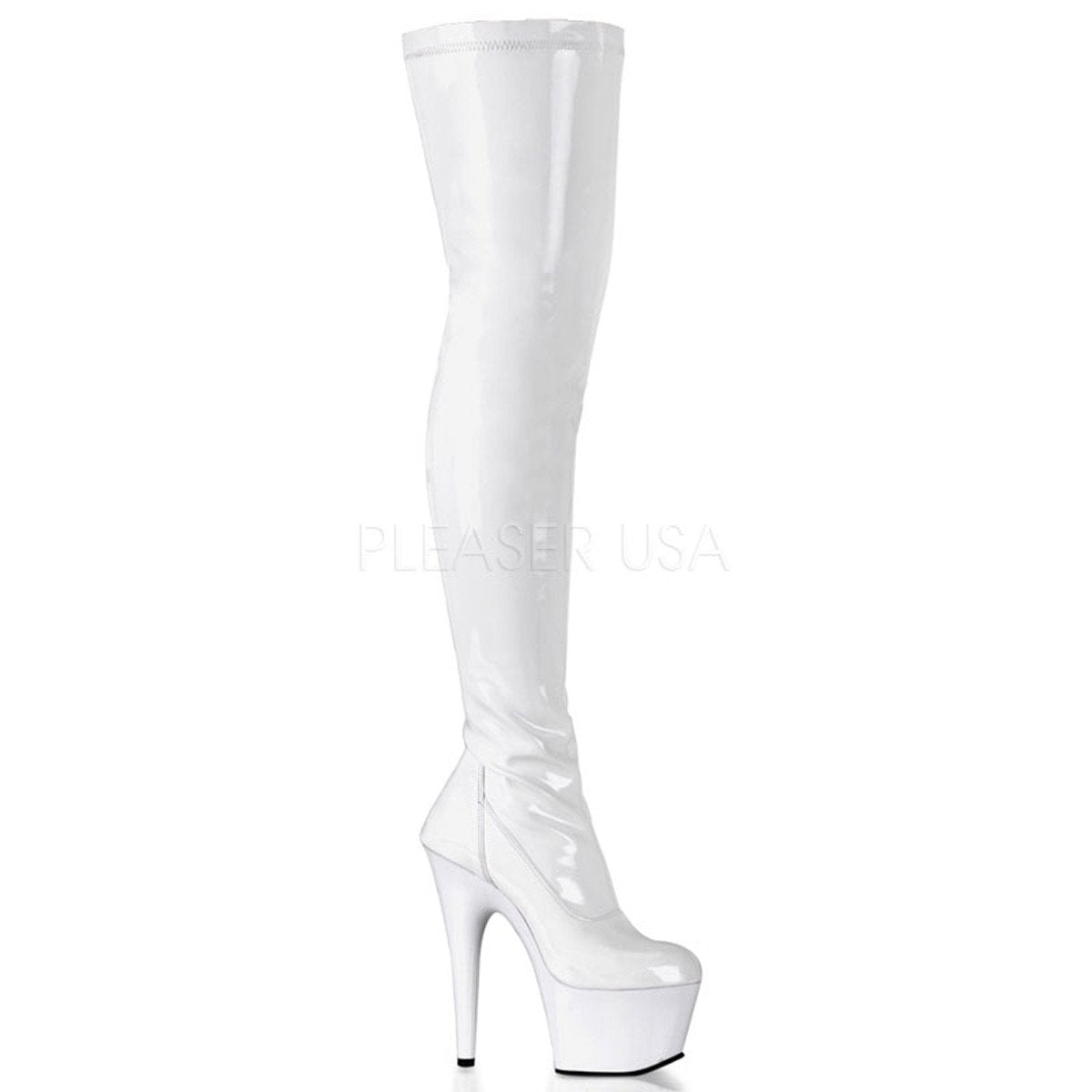 Adore 3000 White Patent Thigh High 7" Pole Dance Boots
