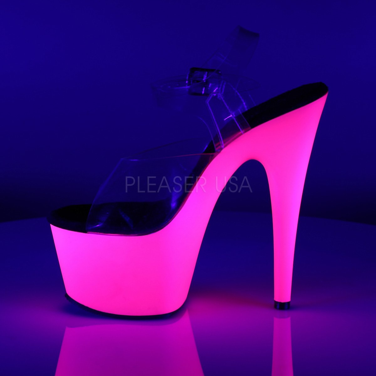 Adore 708UV Neon Pink UV Reactive 7" Pole Dance Heels