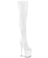Flamingo 3000 White Patent Thigh High 8" Pole Dance Boots