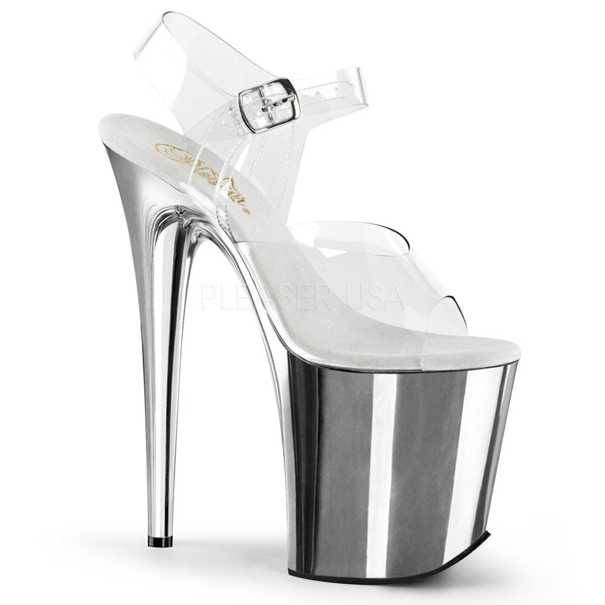 Flamingo 808 Silver Chrome 8" Pole Dance Heels