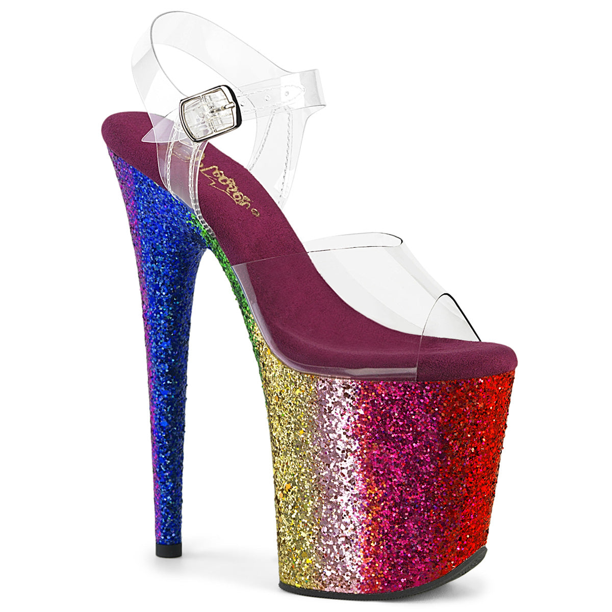 Flamingo 808RBG Rainbow Glitter 8" Pole Dance Heels