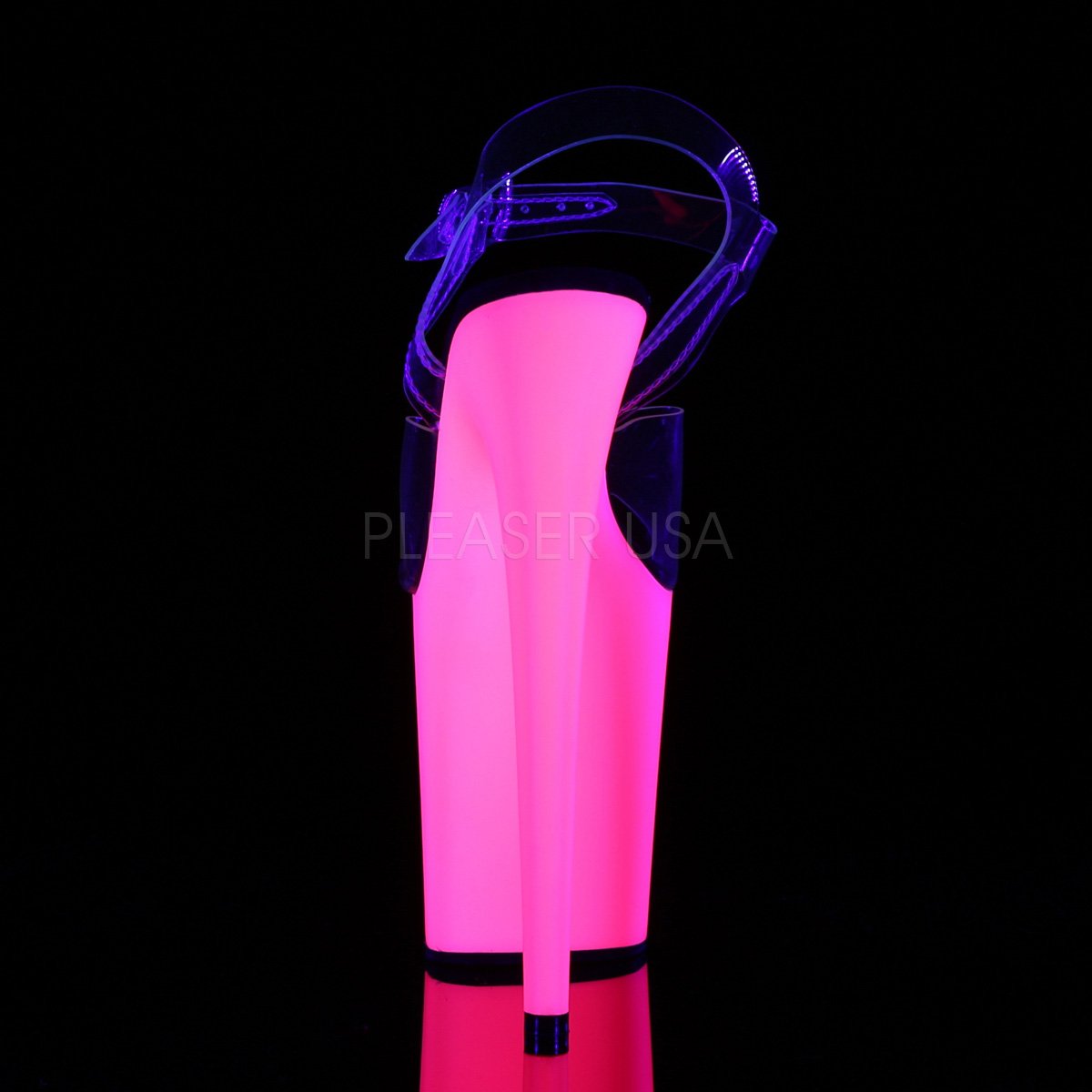 FLAMINGO 808UV NEON PINK UV REACTIVE 8" POLE DANCE HEELS